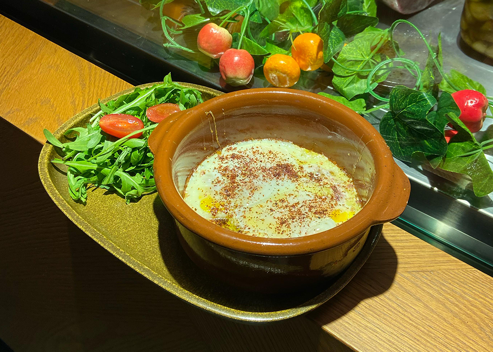 Pot of Baked Egg and Halloumi